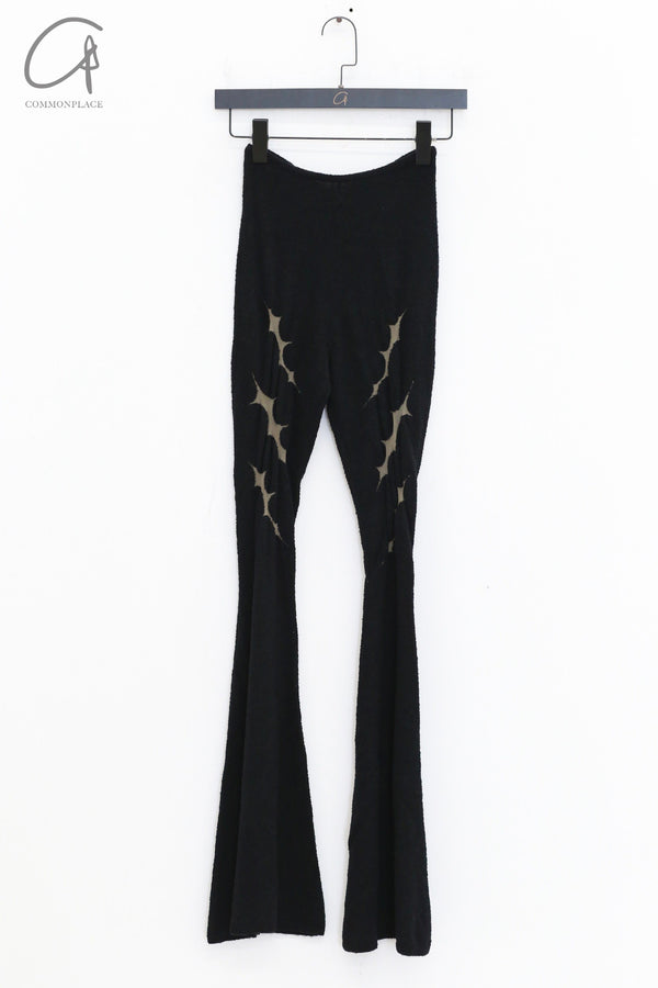 Rui Zhou 24 autumn and winter thorn intarsia flared pants RUI-RAW24KN14-HEI black